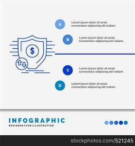 Finance, financial, money, secure, security Infographics Template for Website and Presentation. Line Blue icon infographic style vector illustration. Vector EPS10 Abstract Template background