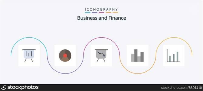 Finance Flat 5 Icon Pack Including stats. chart. graphical. business. performance