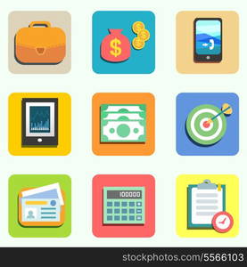 Finance flat icons set for design vector illustration