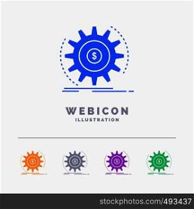 Finance, flow, income, making, money 5 Color Glyph Web Icon Template isolated on white. Vector illustration. Vector EPS10 Abstract Template background