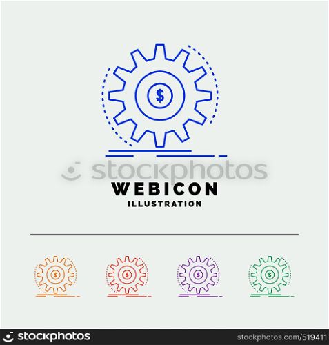 Finance, flow, income, making, money 5 Color Line Web Icon Template isolated on white. Vector illustration. Vector EPS10 Abstract Template background