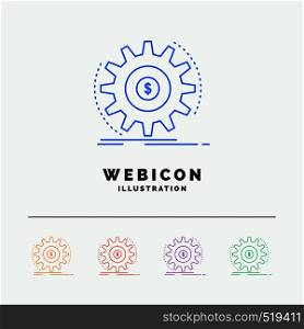Finance, flow, income, making, money 5 Color Line Web Icon Template isolated on white. Vector illustration. Vector EPS10 Abstract Template background