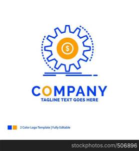 Finance, flow, income, making, money Blue Yellow Business Logo template. Creative Design Template Place for Tagline.