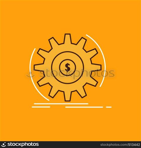 Finance, flow, income, making, money Flat Line Filled Icon. Beautiful Logo button over yellow background for UI and UX, website or mobile application. Vector EPS10 Abstract Template background