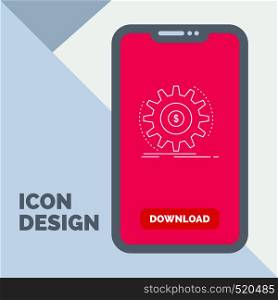 Finance, flow, income, making, money Line Icon in Mobile for Download Page. Vector EPS10 Abstract Template background