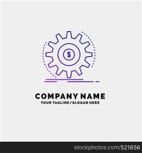 Finance, flow, income, making, money Purple Business Logo Template. Place for Tagline. Vector EPS10 Abstract Template background