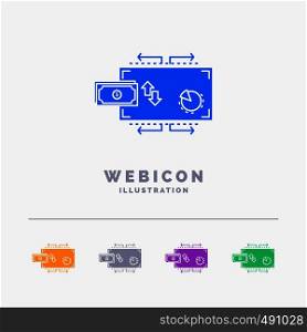 Finance, flow, marketing, money, payments 5 Color Glyph Web Icon Template isolated on white. Vector illustration. Vector EPS10 Abstract Template background