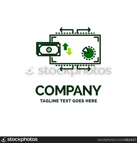 Finance, flow, marketing, money, payments Flat Business Logo template. Creative Green Brand Name Design.