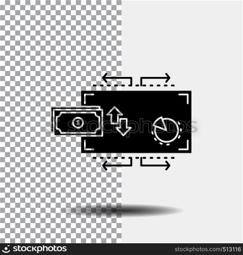 Finance, flow, marketing, money, payments Glyph Icon on Transparent Background. Black Icon. Vector EPS10 Abstract Template background