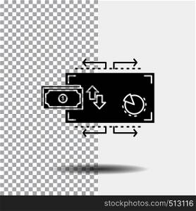 Finance, flow, marketing, money, payments Glyph Icon on Transparent Background. Black Icon. Vector EPS10 Abstract Template background