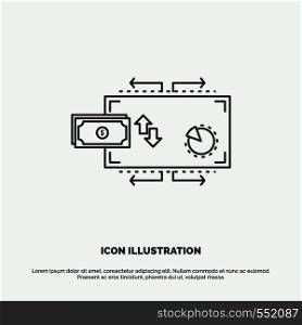 Finance, flow, marketing, money, payments Icon. Line vector gray symbol for UI and UX, website or mobile application. Vector EPS10 Abstract Template background