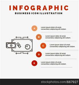 Finance, flow, marketing, money, payments Infographics Template for Website and Presentation. Line Gray icon with Orange infographic style vector illustration. Vector EPS10 Abstract Template background