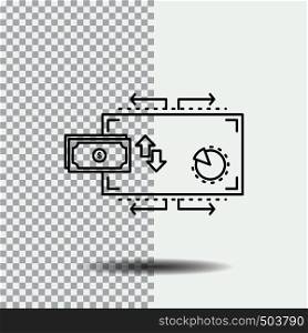Finance, flow, marketing, money, payments Line Icon on Transparent Background. Black Icon Vector Illustration. Vector EPS10 Abstract Template background