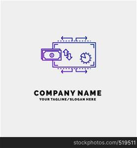 Finance, flow, marketing, money, payments Purple Business Logo Template. Place for Tagline. Vector EPS10 Abstract Template background
