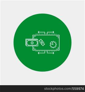 Finance, flow, marketing, money, payments White Line Icon in Circle background. vector icon illustration. Vector EPS10 Abstract Template background