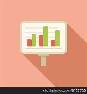 Finance graph icon flat vector. Report document. Chart data. Finance graph icon flat vector. Report document