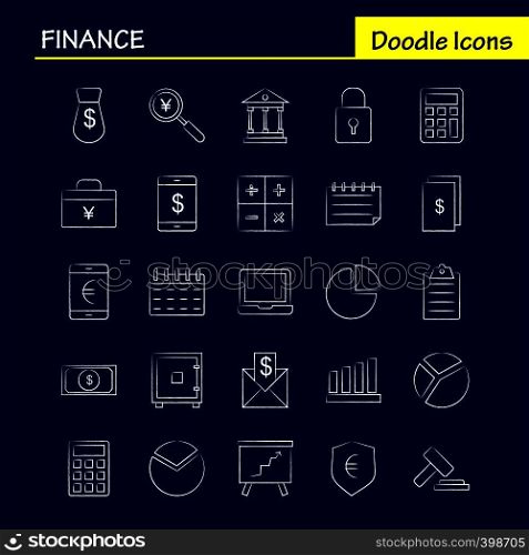 Finance Hand Drawn Icons Set For Infographics, Mobile UX/UI Kit And Print Design. Include: Dollar, Coin, Money, Flower, Sale, Cloud, Discount, Sale Collection Modern Infographic Logo and Pictogram. - Vector