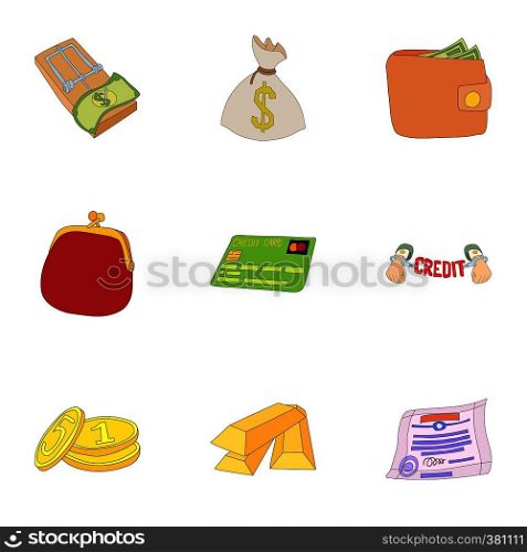 Finance icons set. Cartoon illustration of 9 finance vector icons for web. Finance icons set, cartoon style