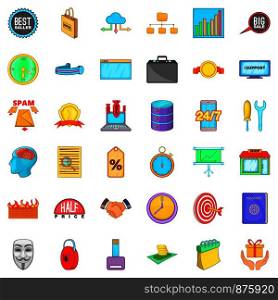 Finance icons set. Cartoon style of 36 finance vector icons for web isolated on white background. Finance icons set, cartoon style