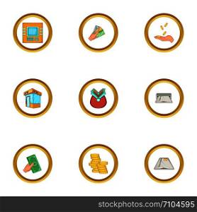 Finance icons set. Cartoon style set of 9 finance vector icons for web design. Finance icons set, cartoon style