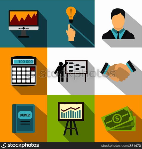 Finance icons set. Flat illustration of 9 finance vector icons for web. Finance icons set, flat style