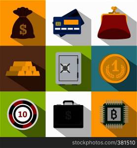 Finance icons set. Flat illustration of 9 finance vector icons for web. Finance icons set, flat style