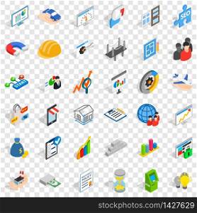 Finance icons set. Isometric style of 36 finance vector icons for web for any design. Finance icons set, isometric style