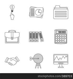 Finance icons set. Outline illustration of 9 finance vector icons for web. Finance icons set, outline style