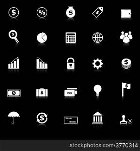 Finance icons with reflect on black background, stock vector