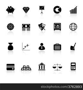 Finance icons with reflect on white background, stock vector