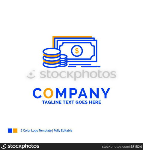 Finance, investment, payment, Money, dollar Blue Yellow Business Logo template. Creative Design Template Place for Tagline.