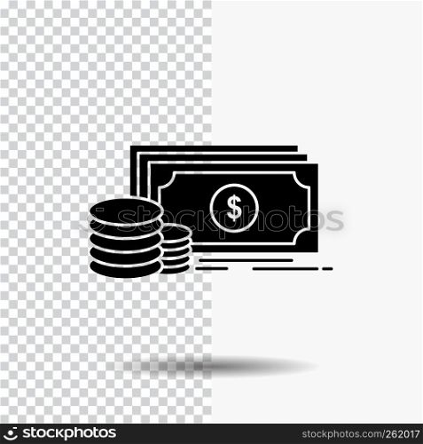 Finance, investment, payment, Money, dollar Glyph Icon on Transparent Background. Black Icon