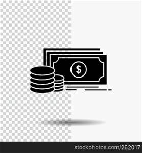 Finance, investment, payment, Money, dollar Glyph Icon on Transparent Background. Black Icon