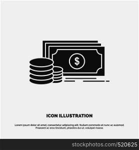 Finance, investment, payment, Money, dollar Icon. glyph vector gray symbol for UI and UX, website or mobile application. Vector EPS10 Abstract Template background