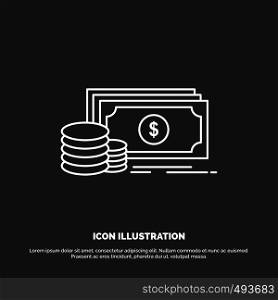 Finance, investment, payment, Money, dollar Icon. Line vector symbol for UI and UX, website or mobile application. Vector EPS10 Abstract Template background