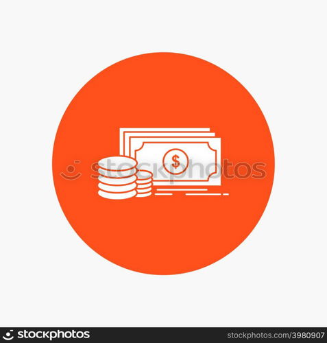 Finance, investment, payment, Money, dollar White Glyph Icon in Circle. Vector Button illustration
