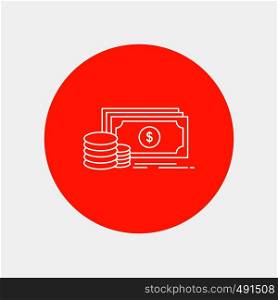Finance, investment, payment, Money, dollar White Line Icon in Circle background. vector icon illustration. Vector EPS10 Abstract Template background