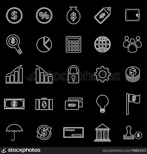 Finance line icons on black background, stock vector