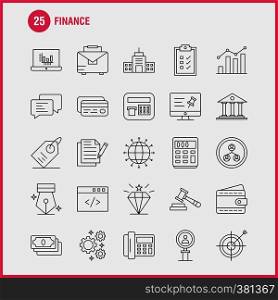Finance Line Icons Set For Infographics, Mobile UX/UI Kit And Print Design. Include: Computer, Pin, Text, Finance, Search, Research, Finance, Man, Icon Set - Vector