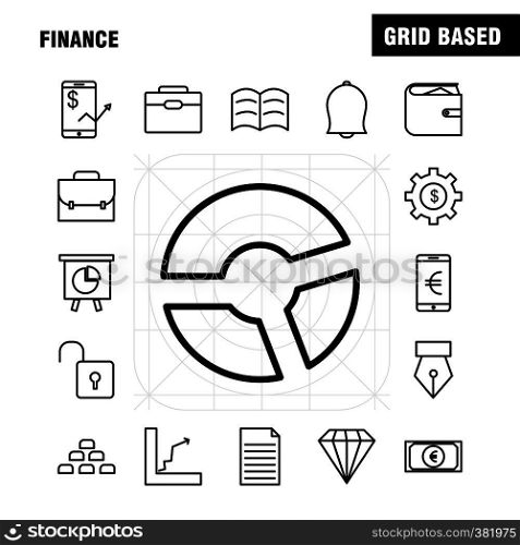 Finance Line Icons Set For Infographics, Mobile UX/UI Kit And Print Design. Include: Dollar, Money, Note, Rupees, Divide, Math, Plus, Minus, Collection Modern Infographic Logo and Pictogram. - Vector