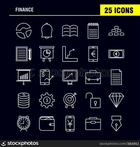 Finance Line Icons Set For Infographics, Mobile UX/UI Kit And Print Design. Include: Dollar, Money, Note, Rupees, Divide, Math, Plus, Minus, Collection Modern Infographic Logo and Pictogram. - Vector
