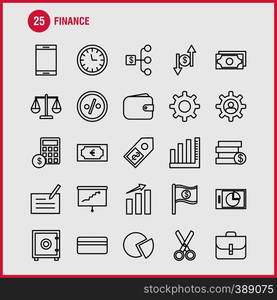 Finance Line Icons Set For Infographics, Mobile UX/UI Kit And Print Design. Include: Pie Chart, Graph, Business, Presentation, Bell, Ringing, Ring, Collection Modern Infographic Logo and Pictogram. - Vector