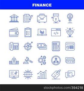 Finance Line Icons Set For Infographics, Mobile UX/UI Kit And Print Design. Include: Computer, Pin, Text, Finance, Search, Research, Finance, Man, Icon Set - Vector