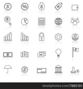 Finance line icons with reflect on white background, stock vector