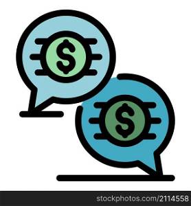 Finance manager chat icon. Outline finance manager chat vector icon color flat isolated. Finance manager chat icon color outline vector