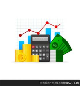 Finance money calculator. Business vector icon. Finance isometric.. Finance money calculator. Business vector icon. Finance isometric