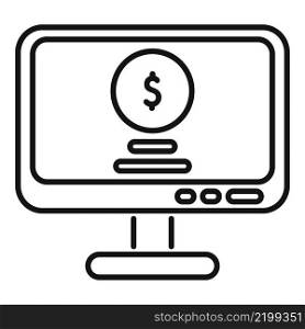 Finance monitor icon outline vector. Payment service. Digital money. Finance monitor icon outline vector. Payment service