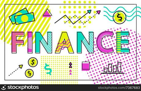 Finance of business company, economic analysis corporation activity, successful status and growing profits displayed in charts vector illustration. Finance of Business Company Vector Illustration