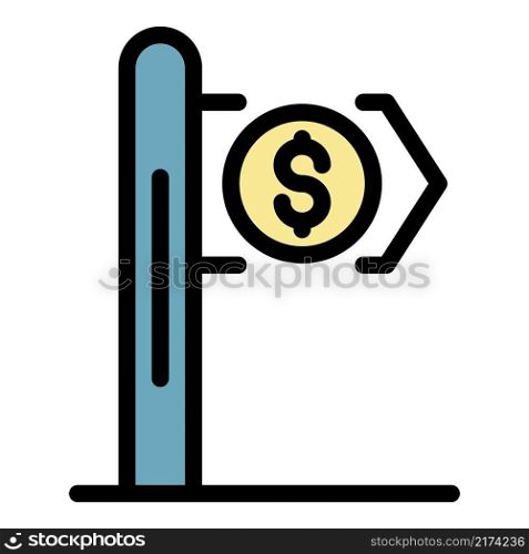 Finance pillar direction icon. Outline finance pillar direction vector icon color flat isolated. Finance pillar direction icon color outline vector