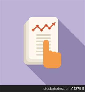 Finance report icon flat vector. Business digital. Data study. Finance report icon flat vector. Business digital